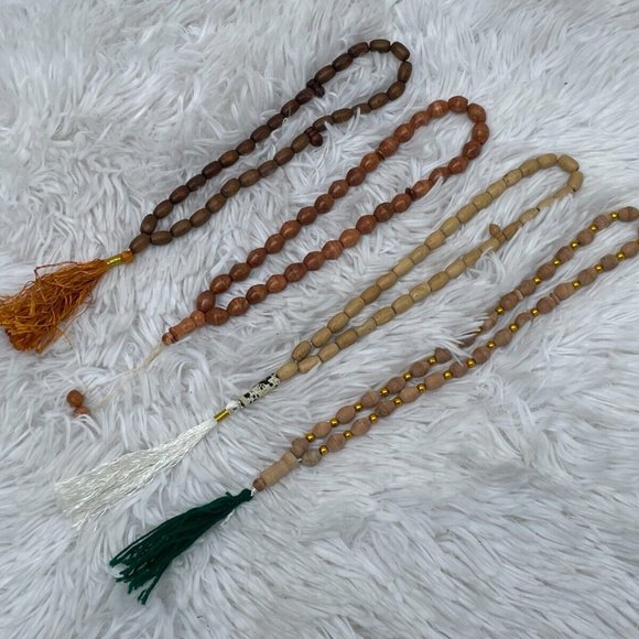 Tasbeeh Lot of 4 Prayer Beads Brown Tan Real Wood Beads Handmade Tasbeh Set of 4 - Picture 9 of 10